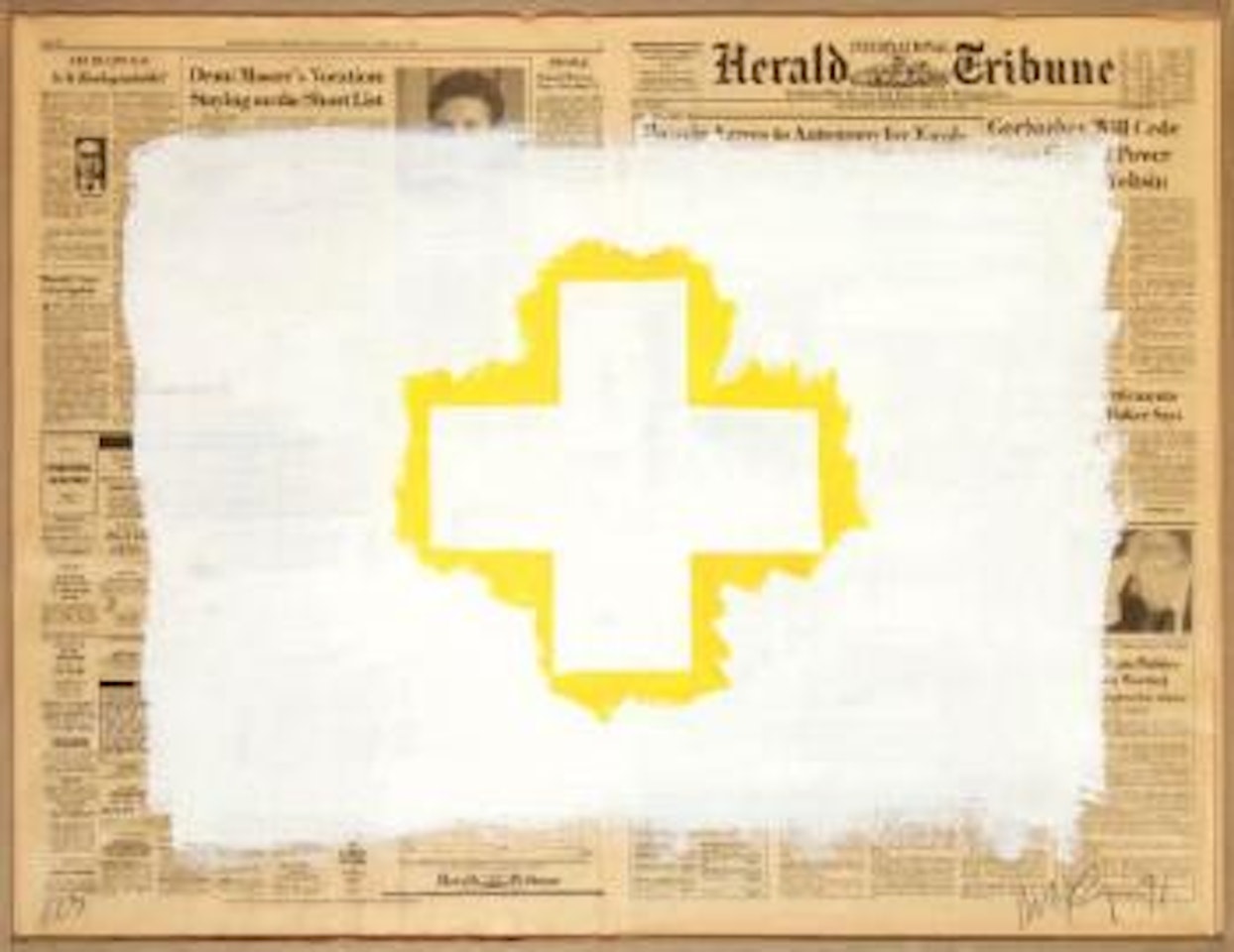 Yellow cross by Robert Longo
