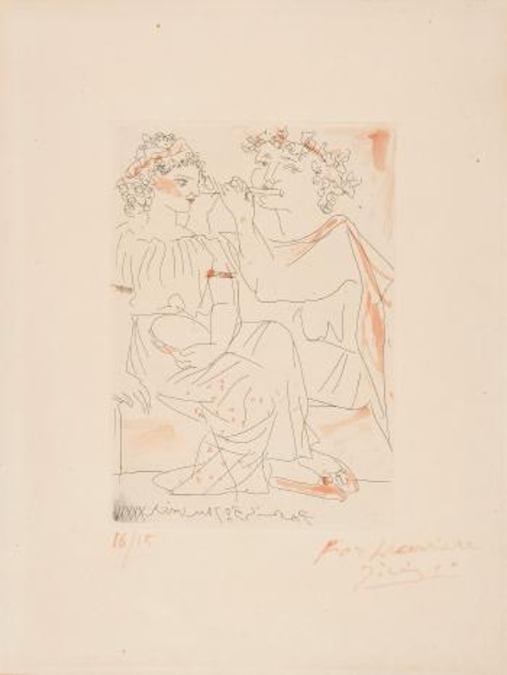 Flutiste et jeune fille au tamborin by Pablo Picasso