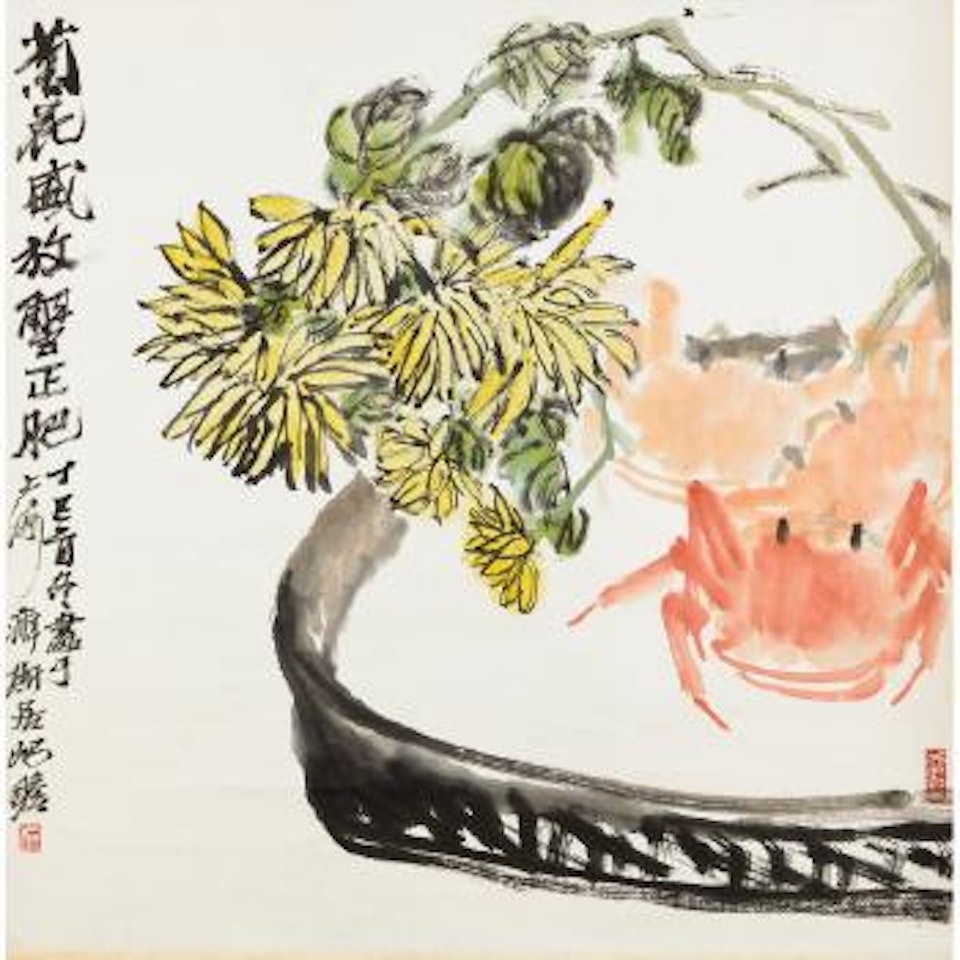 Chrysanthemums and crabs by Zhu Qizhan