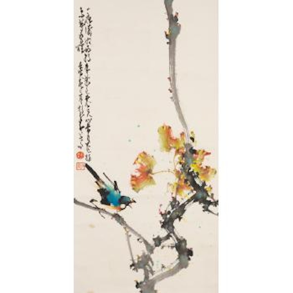 Bird on autumn branch by Zhao Shao'ang