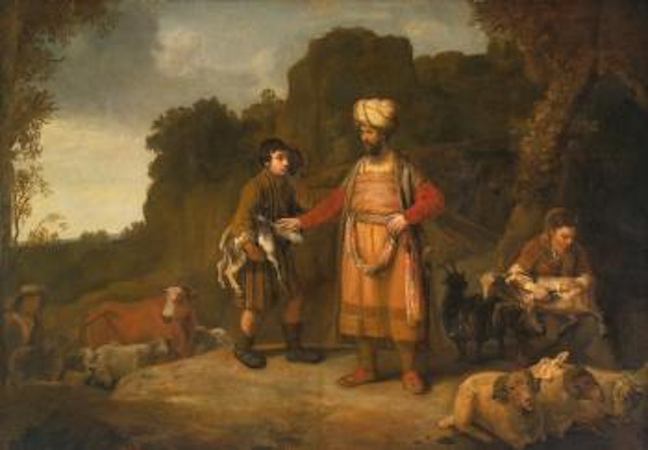 Judah And Hira The Adullamite by Attributed to Rembrandt Harmensz van Rijn