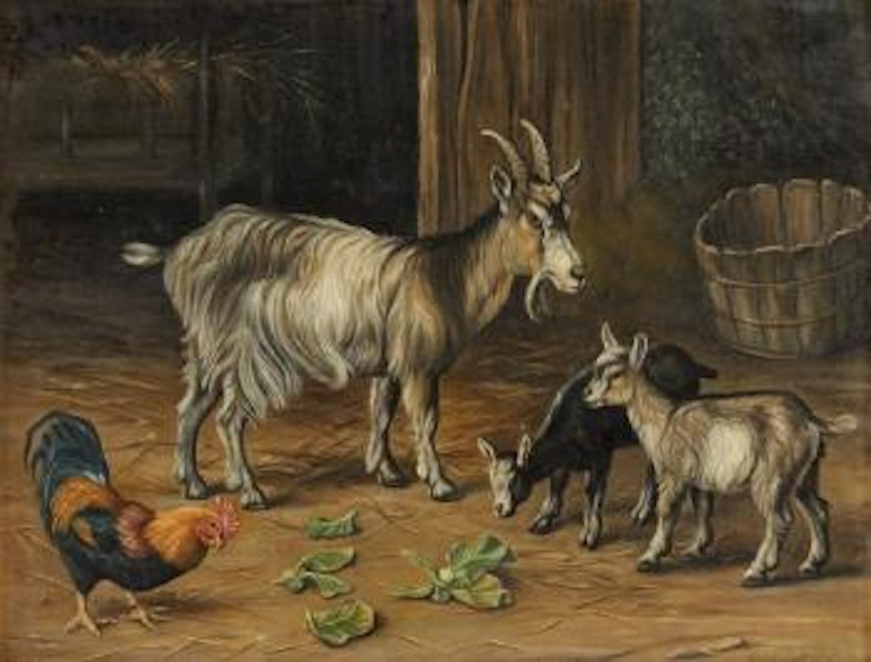 Chèvres et poules by Edgar Hunt