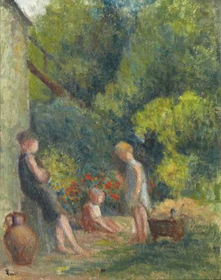 Trois enfants dans un jardin by Maximilien Luce
