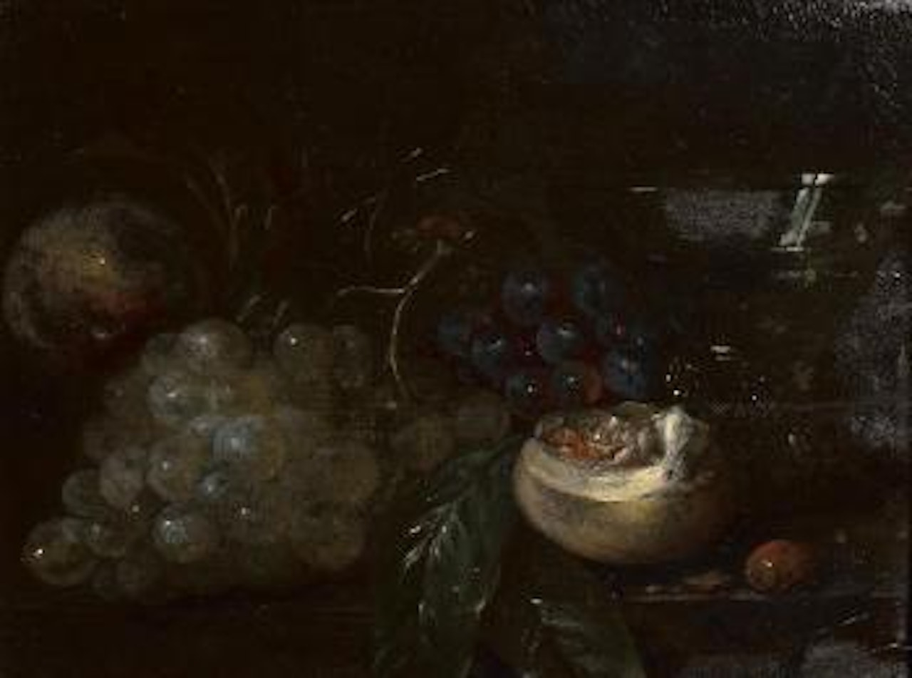 Nature morte aux raisins et noisettes by Abraham van Beijeren