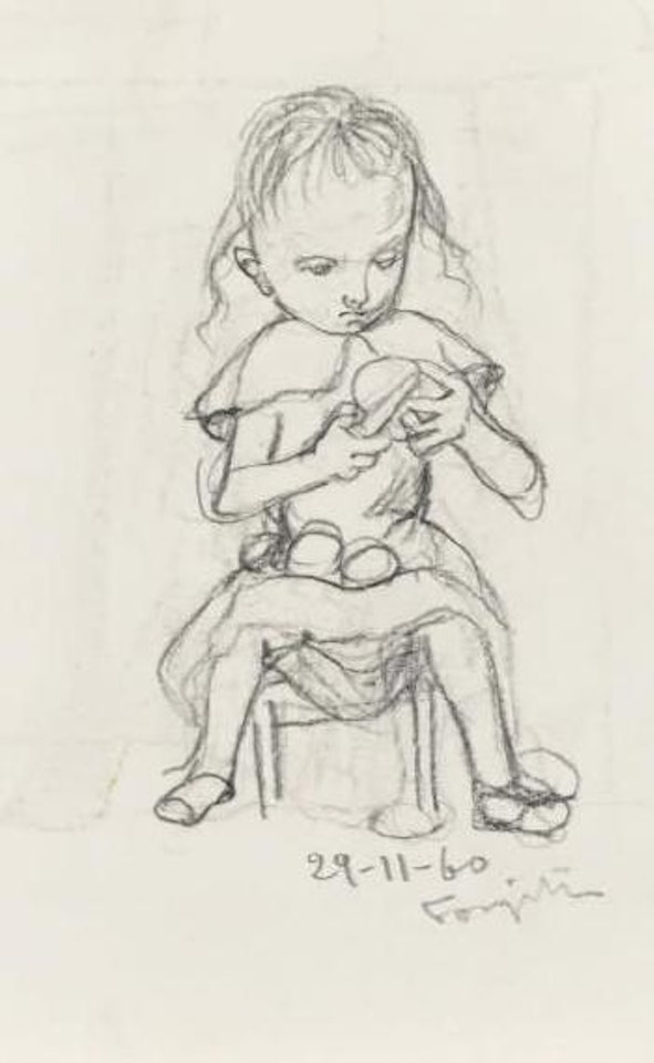 Petite fille épluchant des pommes de terre by Leonard Tsuguharu Foujita