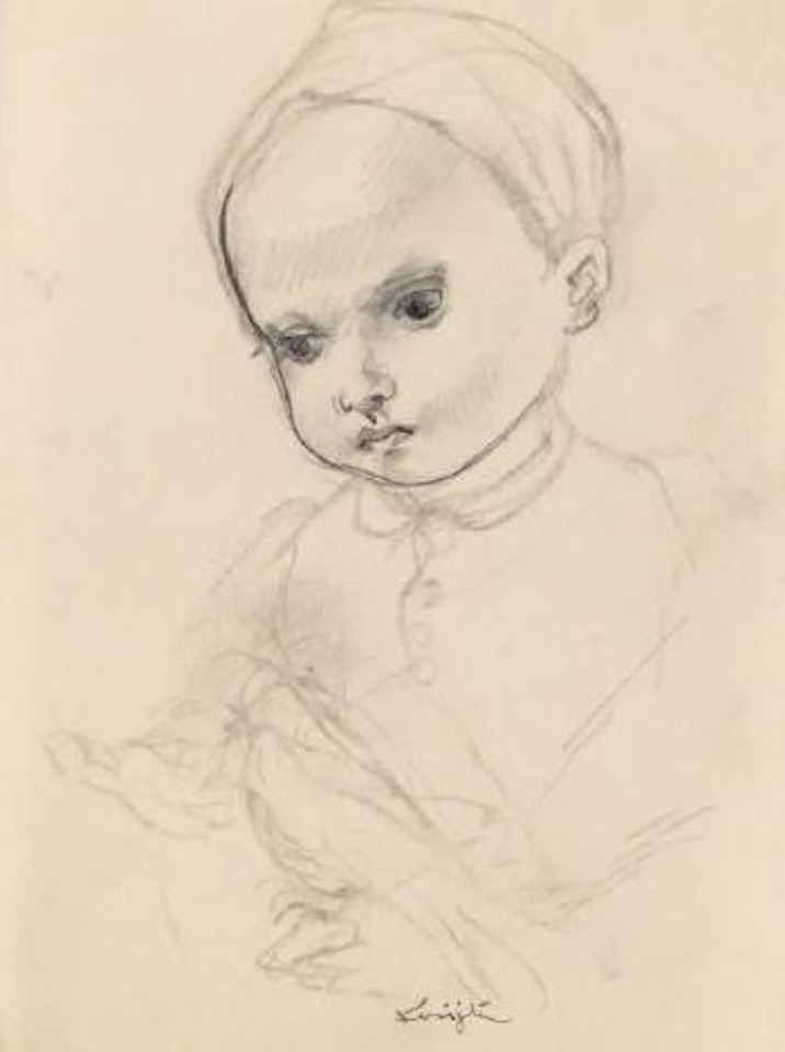 Petit enfant nourissant les oiseaux by Leonard Tsuguharu Foujita