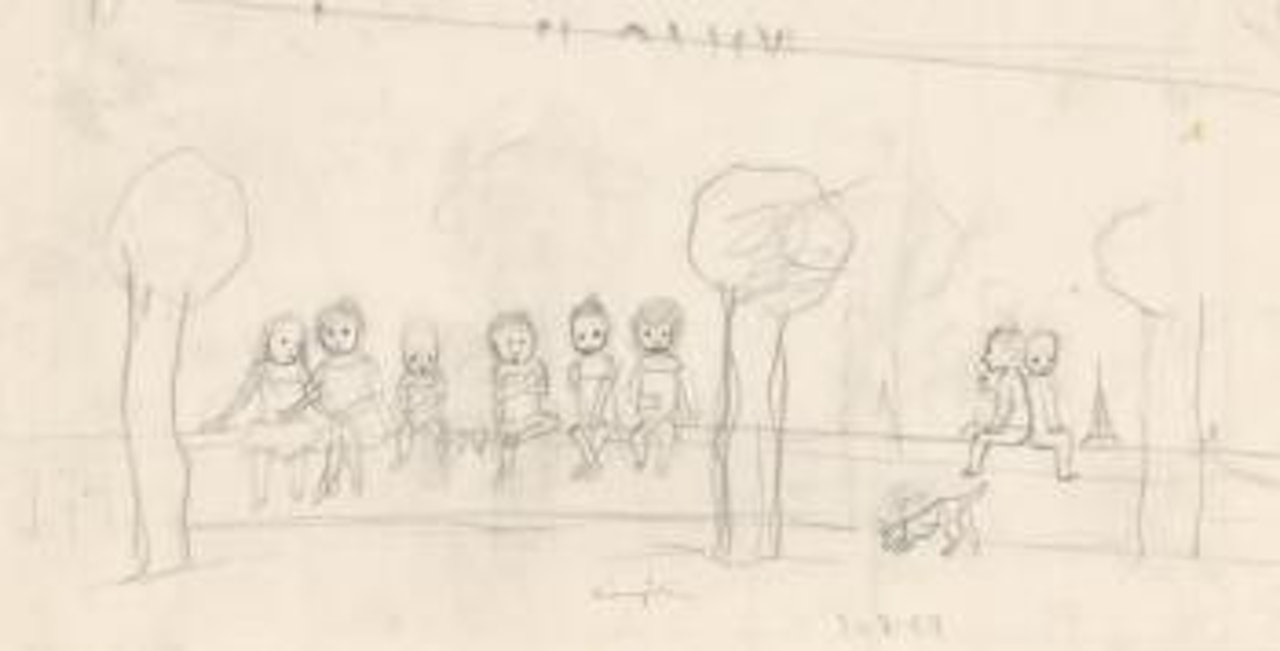 Retrouvailles sur le muret by Leonard Tsuguharu Foujita