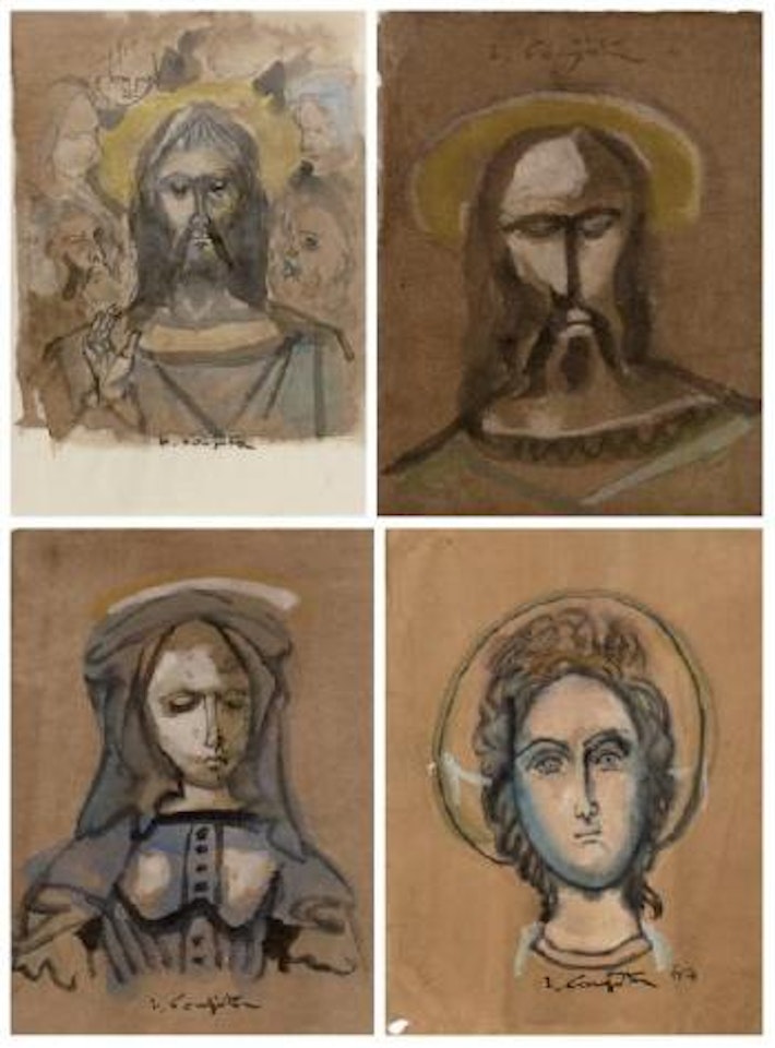 Christ. Visage de Christ. Sainte Vierge. Le jeune saint by Leonard Tsuguharu Foujita