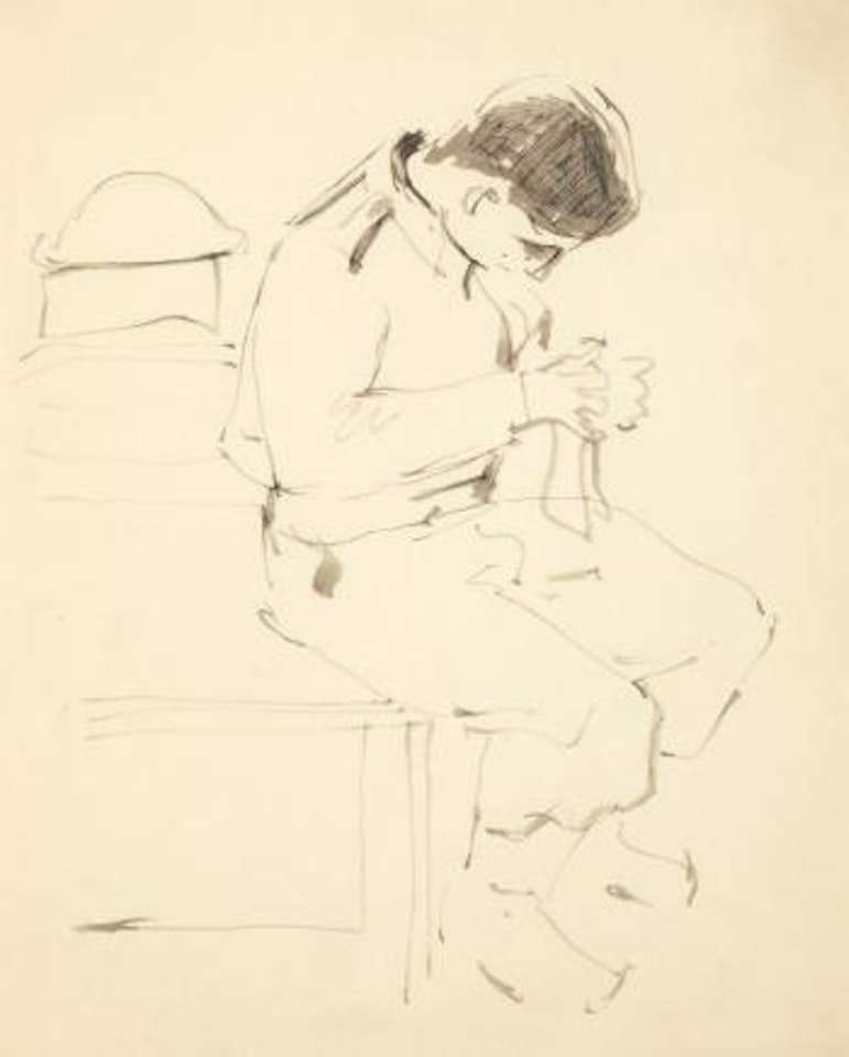 Darning socks by Keith Vaughan