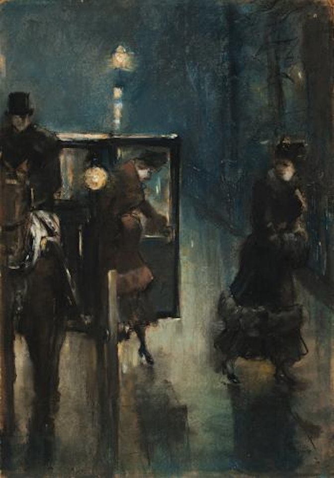 Nächtliche Straßenszene, Berlin (bellevuestraße?) by Lesser Ury