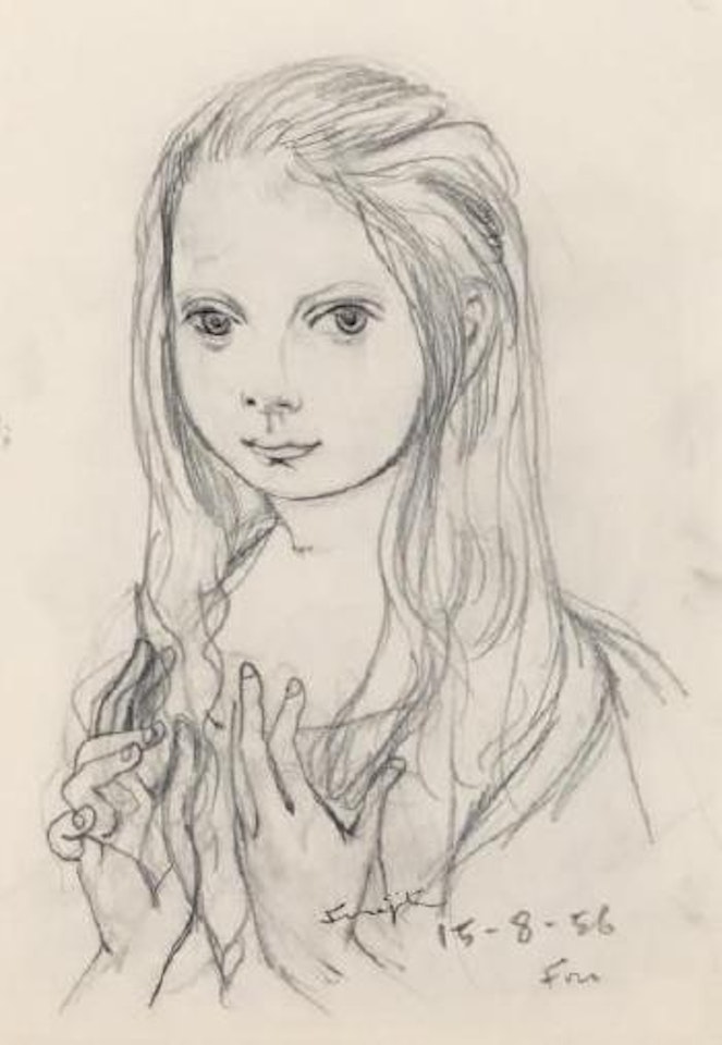 Jeune fille aux cheveux longs by Leonard Tsuguharu Foujita