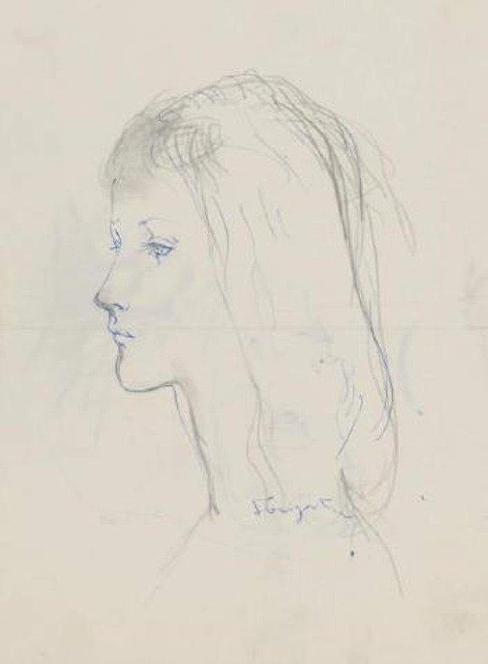 Jeune fille de profil by Leonard Tsuguharu Foujita