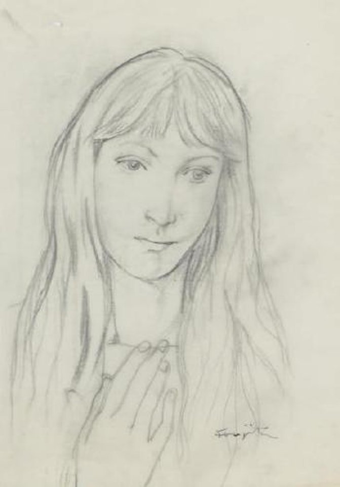 Jeune fille jouant avec ses cheveux by Leonard Tsuguharu Foujita