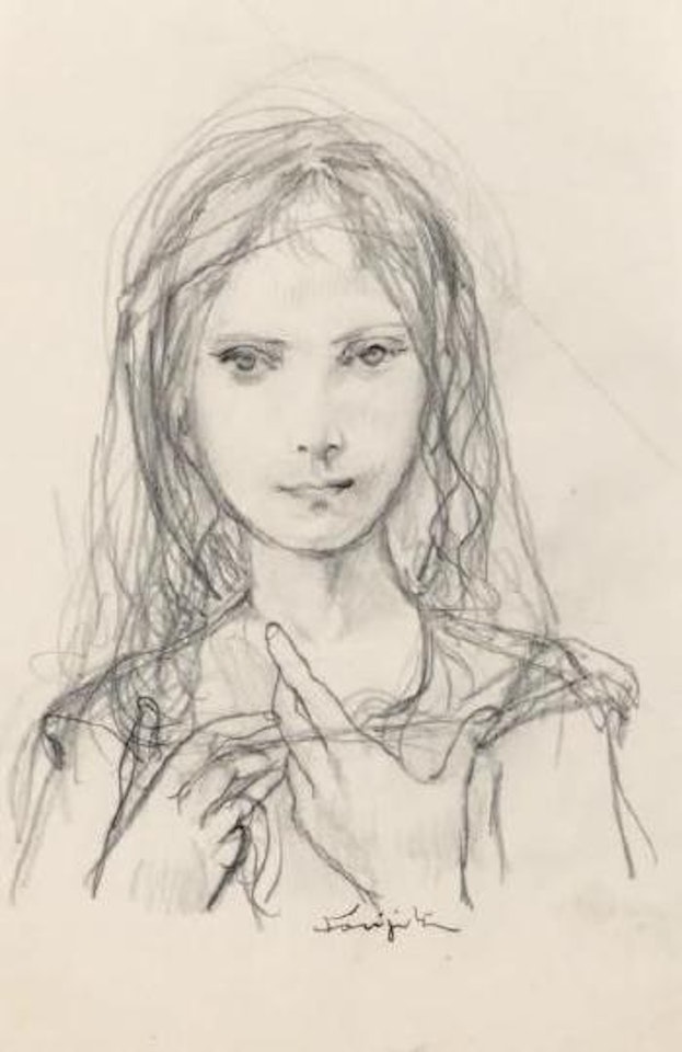 Jeune femme jouant avec un fil by Leonard Tsuguharu Foujita