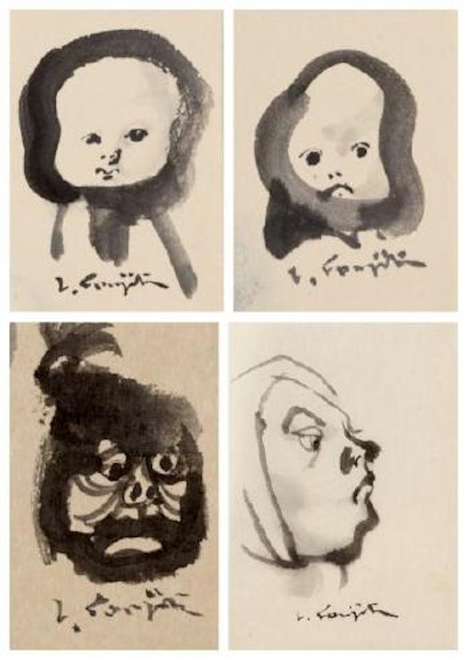 Visage enfantin. Visage enfantin. Visage de troll. La réprimande by Leonard Tsuguharu Foujita