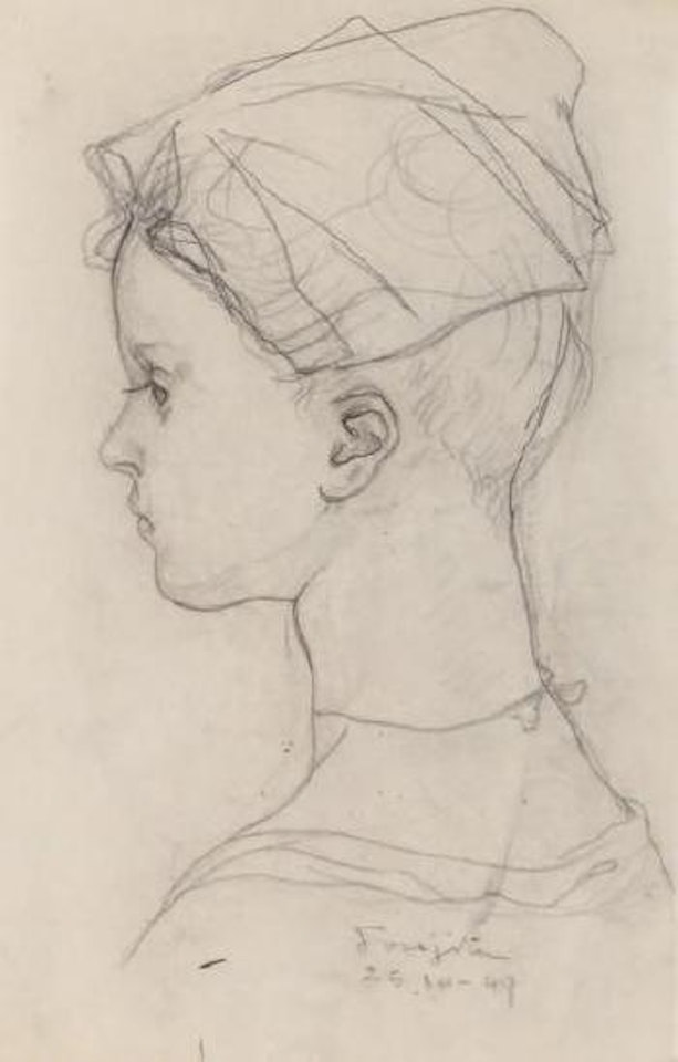 Jeune fille de profil by Leonard Tsuguharu Foujita