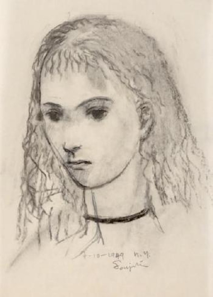 Jeune femme au collier by Leonard Tsuguharu Foujita