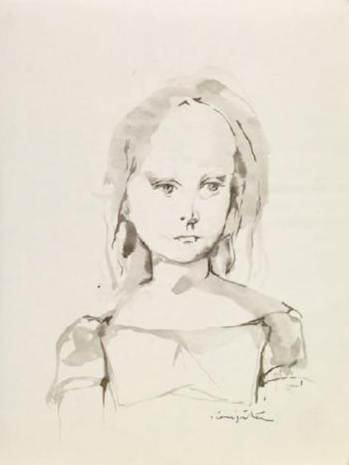 Jeune fille à la robe by Leonard Tsuguharu Foujita