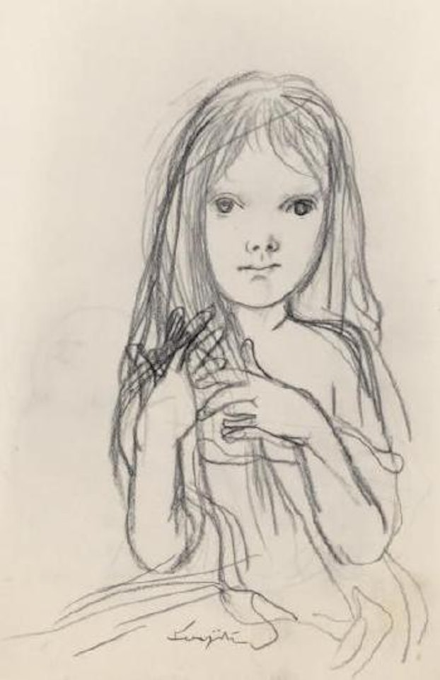Petite fille se coiffant by Leonard Tsuguharu Foujita