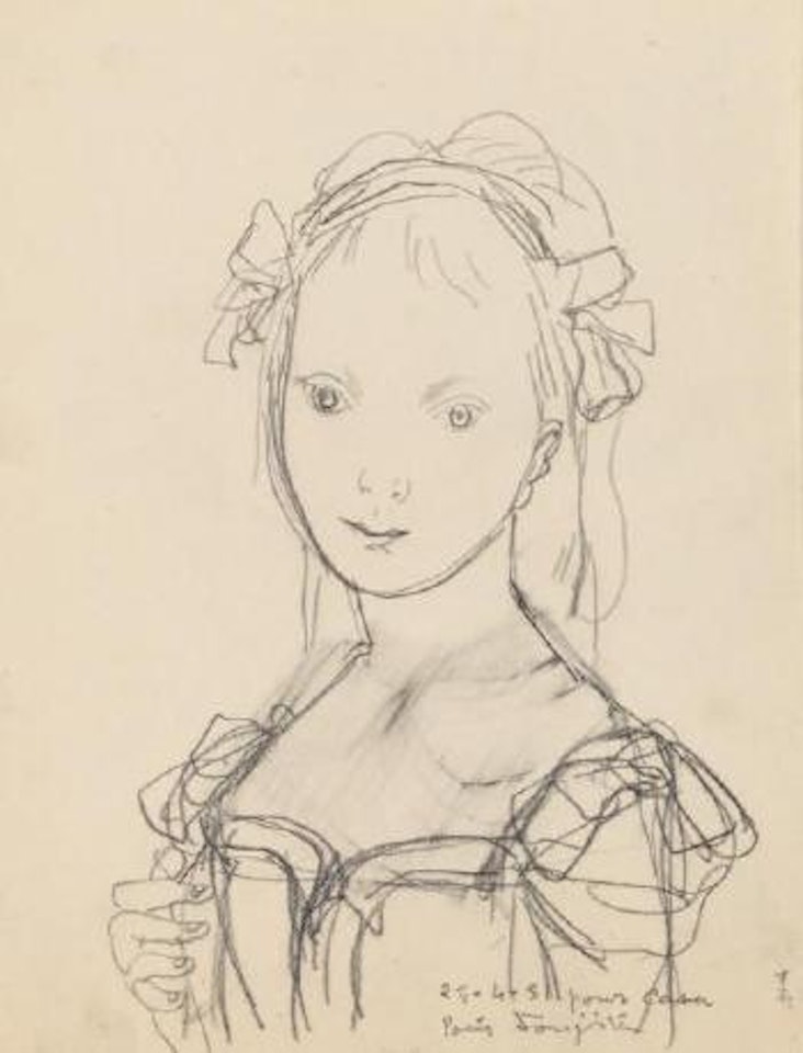 Jeune fille à la coiffe pensive by Leonard Tsuguharu Foujita