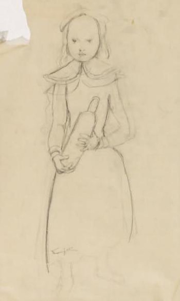 Jeune fille à la collerette à la bouteille de lait by Leonard Tsuguharu Foujita