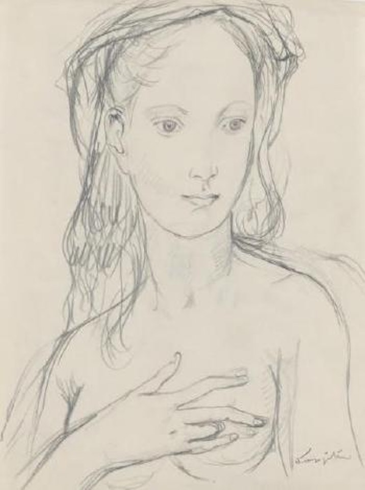 Femme la main sur le sein by Leonard Tsuguharu Foujita