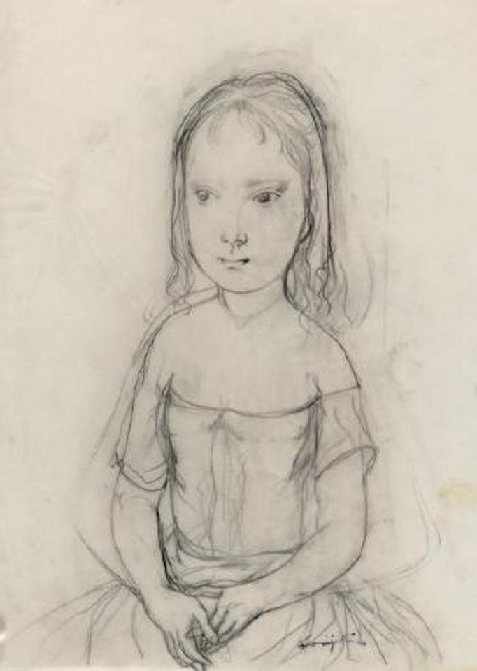Jeune fille assise by Leonard Tsuguharu Foujita