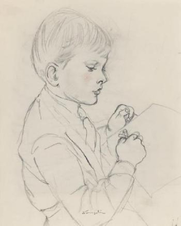Portrait de Gilbert Petrides by Leonard Tsuguharu Foujita