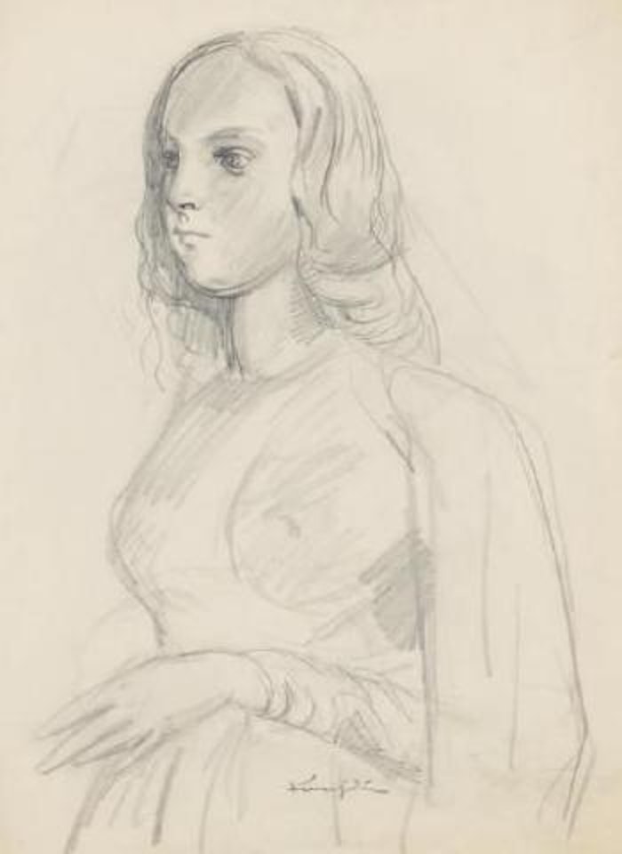 Jeune fille en manteau by Leonard Tsuguharu Foujita