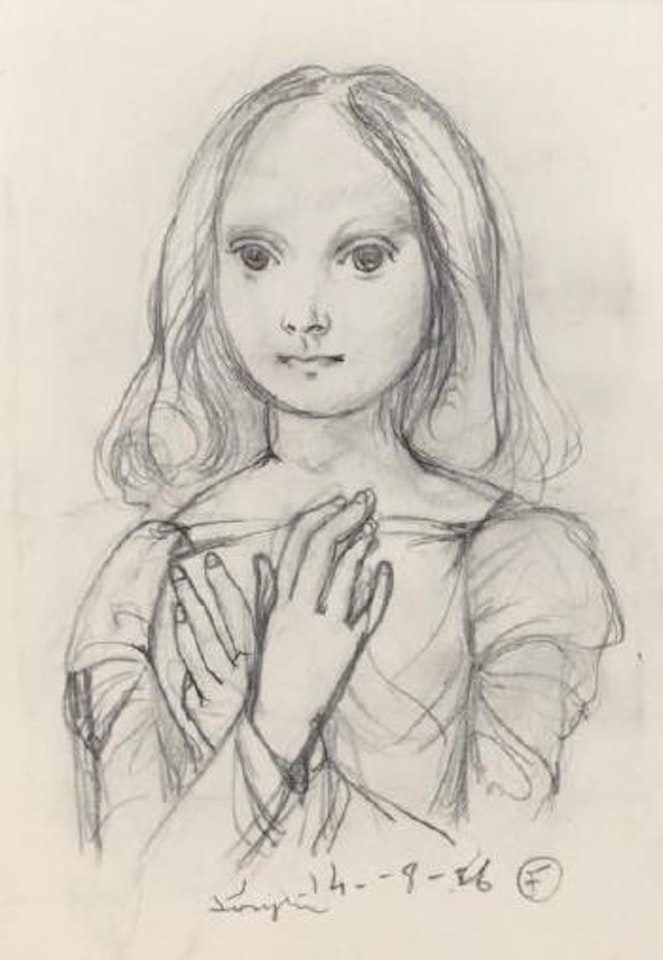 Petite fille les mains croisées by Leonard Tsuguharu Foujita
