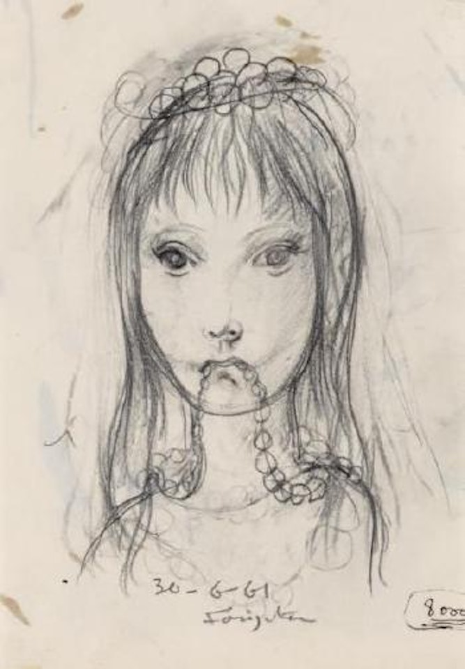 Jeune fille mordillant son collier by Leonard Tsuguharu Foujita
