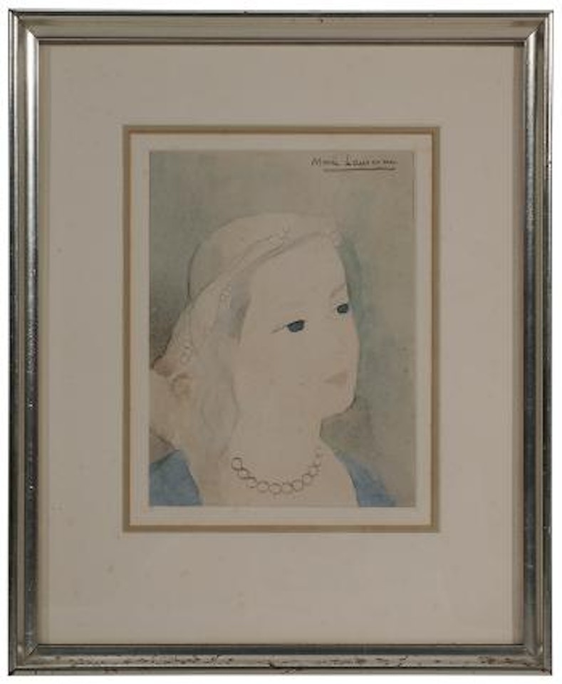 Portrait of a woman in pearls by Marie Laurencin