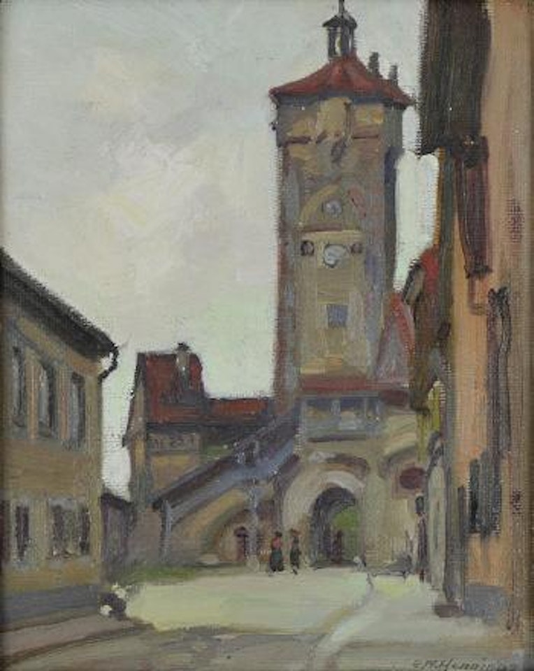 Tower With Two Figures by Ernest Martin Hennings