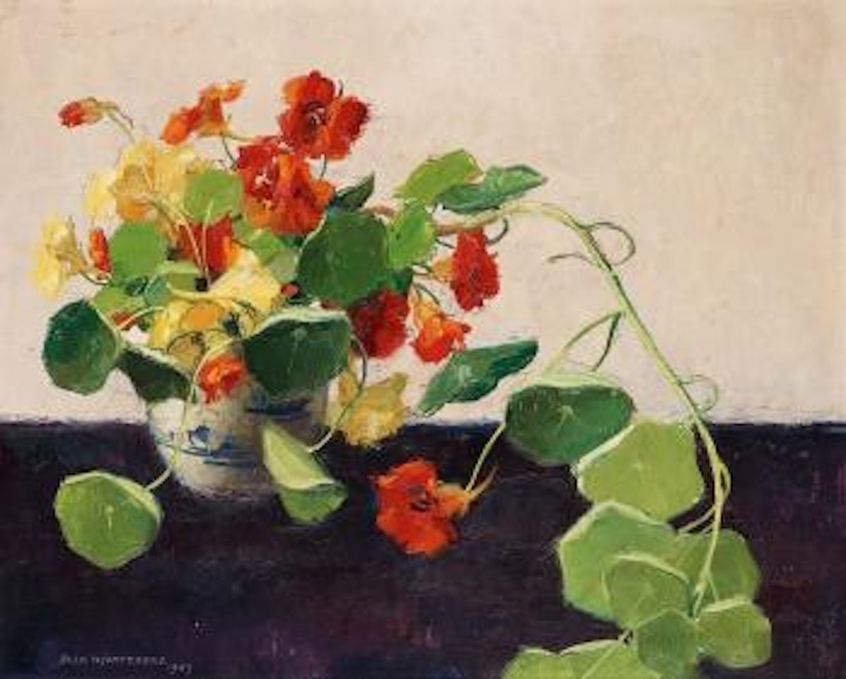 Indian cress in Chinese jar by Olle Hjortzberg