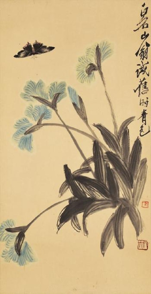Irises and butterfly by Qi Baishi