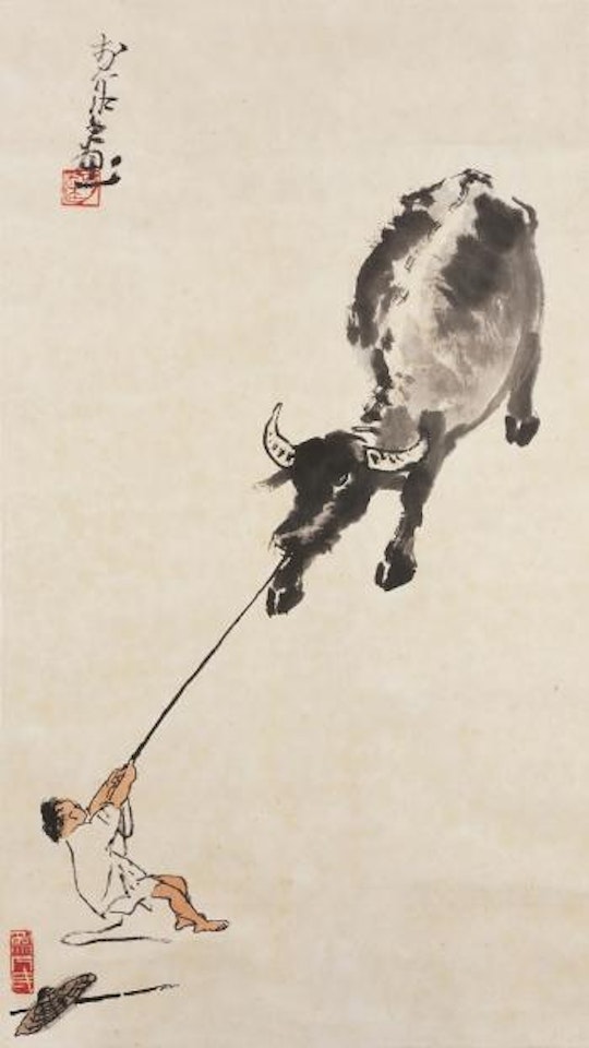 A shepherd boy and buffalo by Li Keran