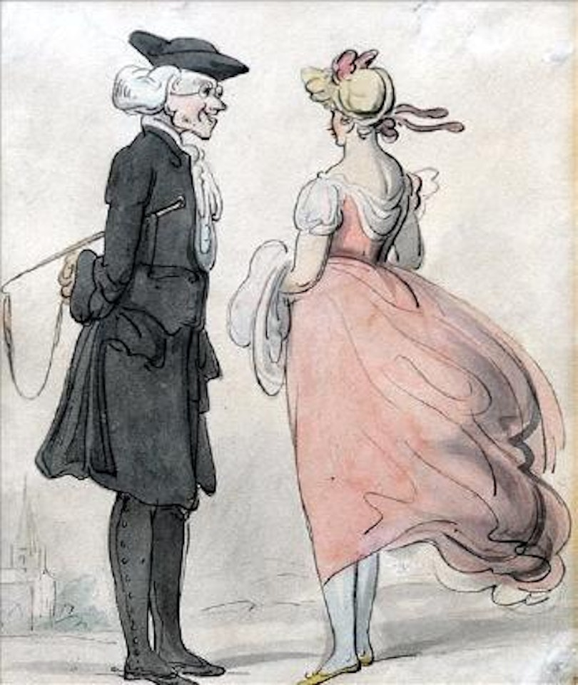 Two figures in conversation by Thomas Rowlandson