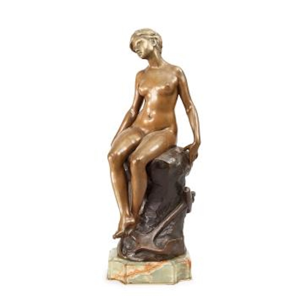 Nude on cliff with anchor by Louis-Ernest Barrias