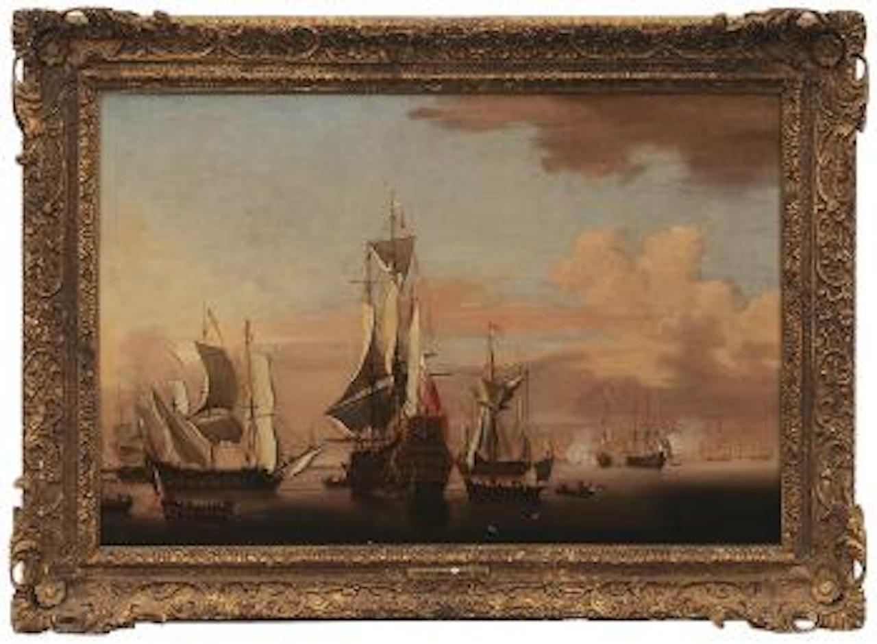 The British Red Squadron at the Nore, with two ships firing salutes by Peter Monamy