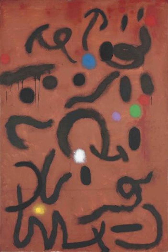 Écriture sur fond rouge (Writing on Red Background) by Joan Miró