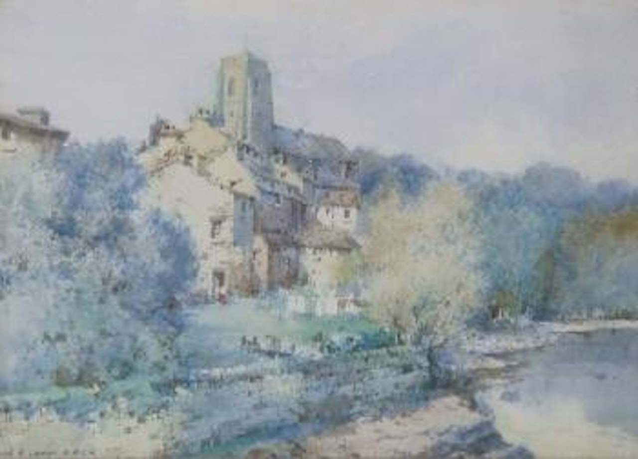 French riverside town by Noel Harry Leaver