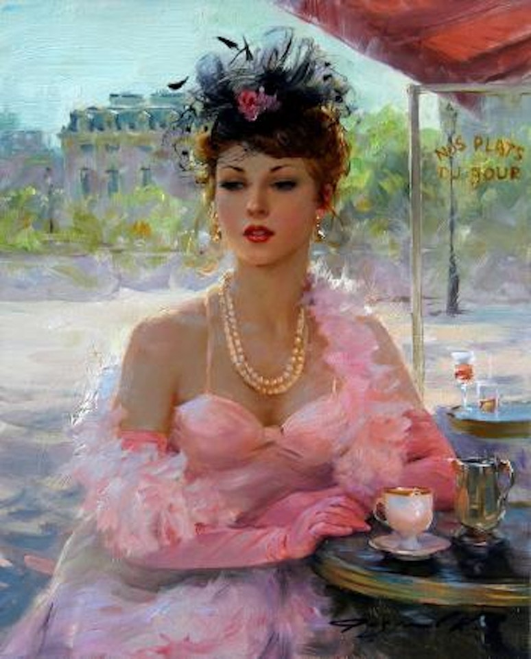 On the Terrace of a Parisian Café by Constantin Razoumov