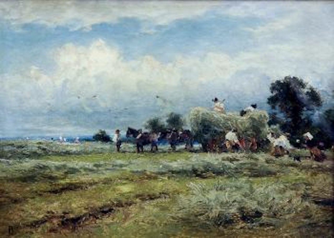 Carting Hay, Whittington by Benjamin Williams Leader
