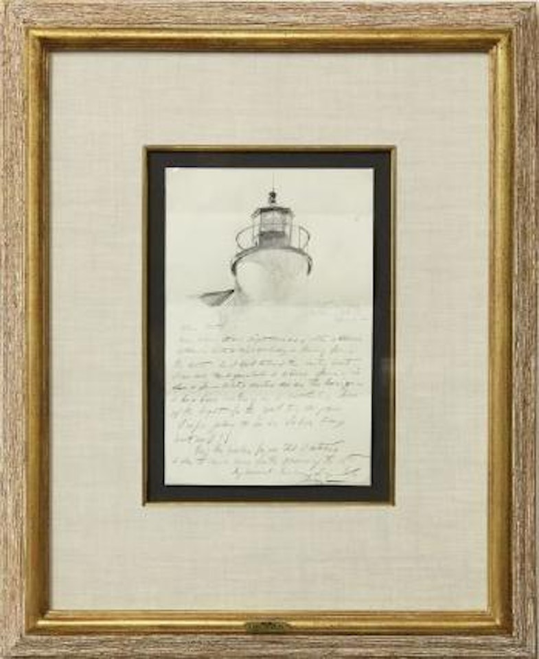 Letter with sketch of the Southern Island lighthouse by Andrew Wyeth