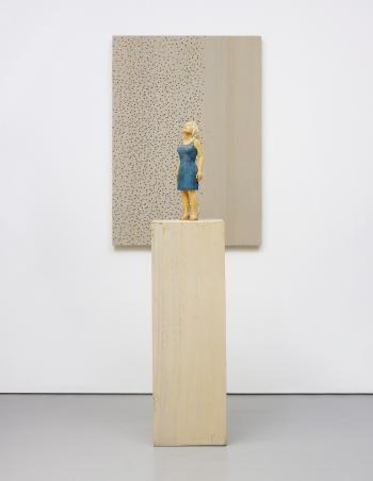 Untitled (female figure looking up and relief with dots) by Stephan Balkenhol