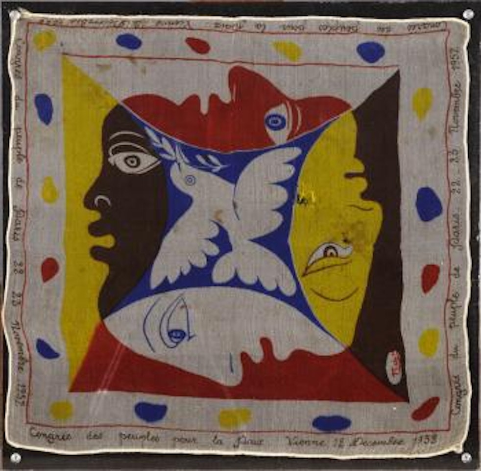 Visages entrecroisés autour d'une colombe de la paix by Pablo Picasso