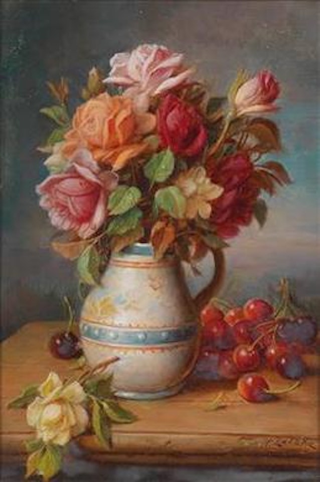 Roses and cherries by Hans Zatzka