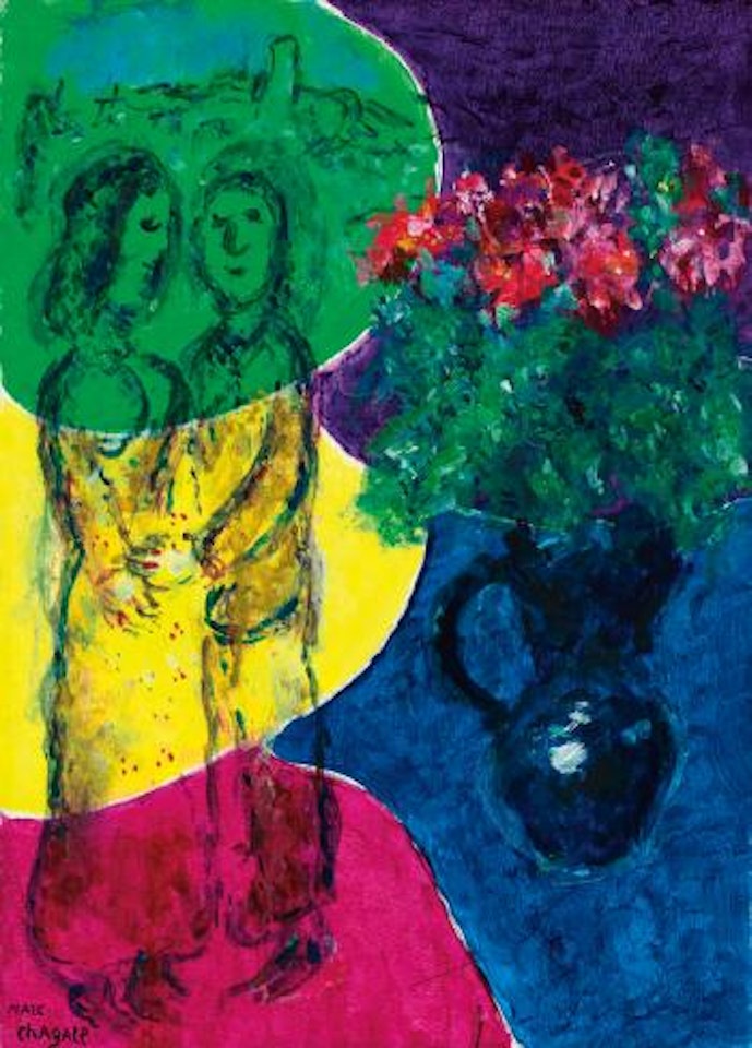 Les Amoureux Aux Cinq Couleurs Fleuris by Marc Chagall