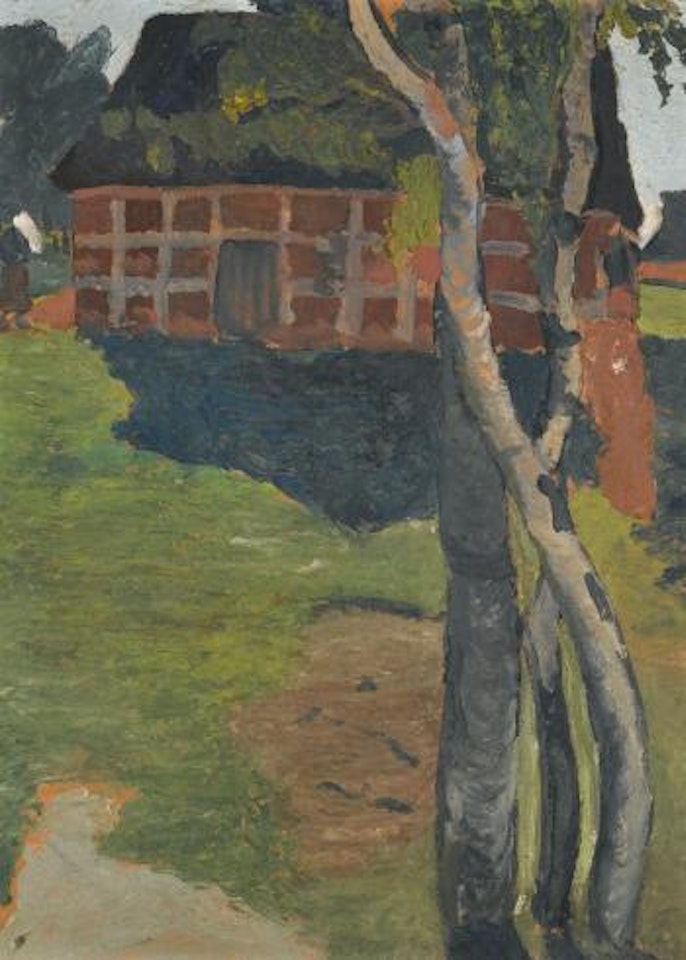 Birkenstämme Vor Scheune (Birch Trees In Front Of A Barn) by Paula Modersohn-Becker