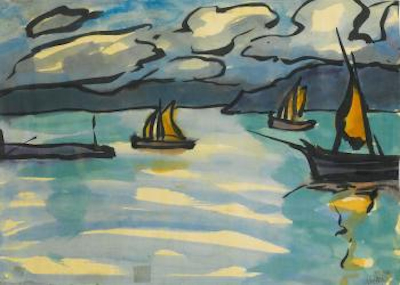 Segelschiffe Im Fjord (Sailing Boats On A Fjord) by Emil Nolde